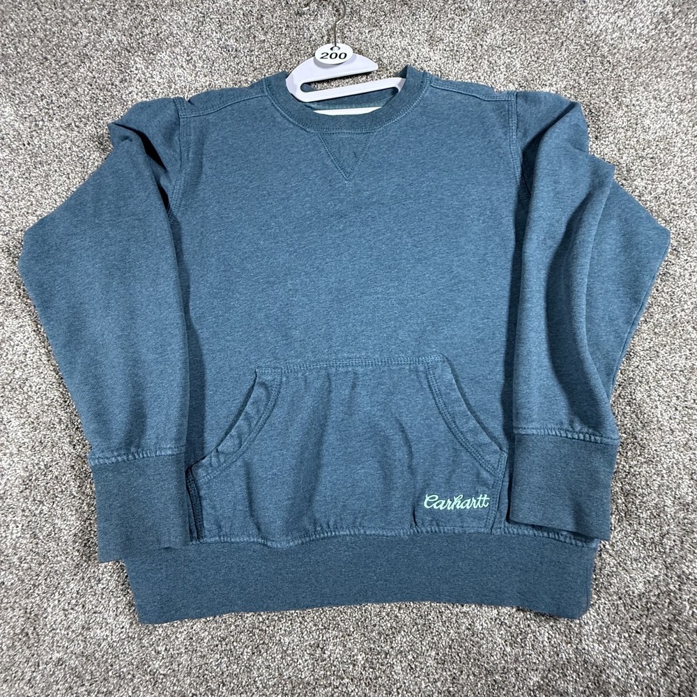 Carhartt Clarksburg Womens Crewneck Sweatshirt S Teal Kangaroo Pocket Cotton
